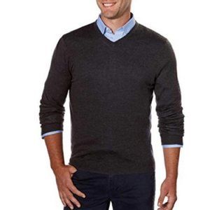 Davis & Squire 100% Extra Fine Merino Wool V-neck Sweater